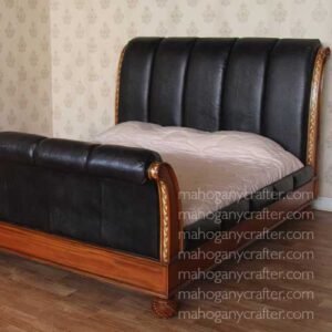 Salisburry Bed With Genuine Leather And Cross Banded Inlay King Size