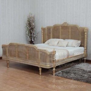 French Bed With Rattan H HB 140 King Size