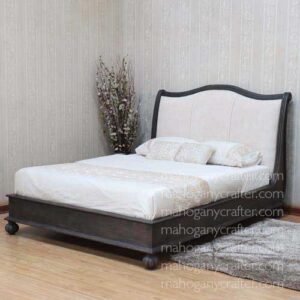 Safari Bed With Low Footboard Carcoal finish and Fabric upholstery King Size