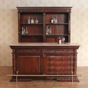 English Carved Bar with marble Top front209x59x109cm back206x45x229cm