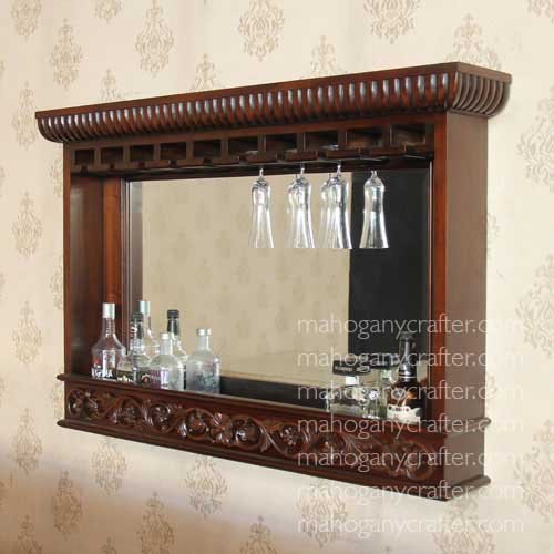 English Carved Back Bar Mirror 122x21x82cm