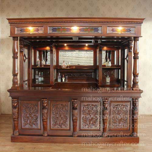 Lion Carved Bar with Door W 260 x D 240 x 242.5 cm