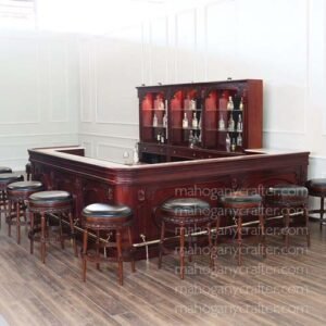 Corner Home Bar With Marble Top With Brastools