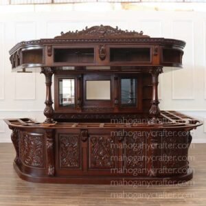 Corner Carved Bar with Canopy W 367 x D 325 x H 244cm