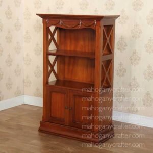 2 Doors Small Bookcase with Plinth Base 80x38x130cm