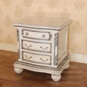 3 Drawer Carved Bedside 60x48x62cm