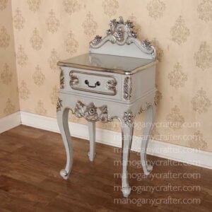 1 Drawer Rococo Bedside With Pediment 69x34x95cm