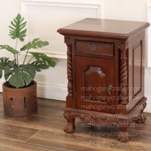 1 Door 1 Drawer Chippendale Bedside in NC Finish 45x40x66cm