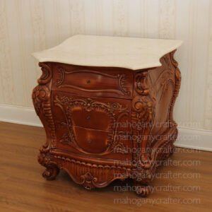 Cleopatra 3 Drawers Heavy Carved Bombay Bedside 60x55x65cm