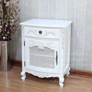 Antoinette French Bedside - Painted White 62x48x82cm