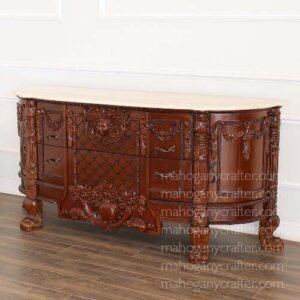 2 Drawer Heavy Carved Chest 185x50x80cm