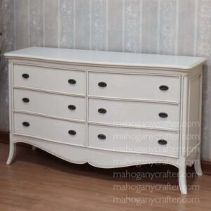 Olivia 6 Drawers Chest 140x50x84cm Painted White Mist Finish