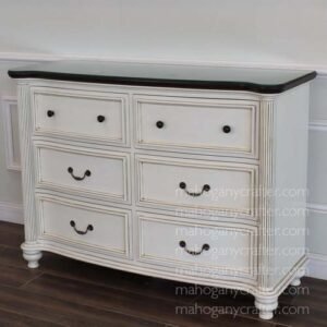 Bonia Chest of Drawers - 137x50x99cm - Painted White with Espresso Black Top