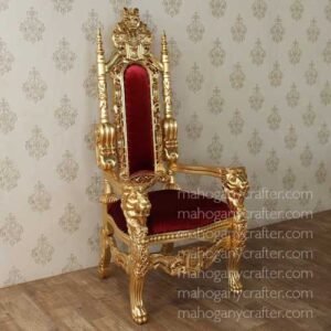 King Ludwig Lion Chair With Velvet Upholstery 90x75x180cm