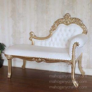 Camilla - Gold with White Faux Leather 164x70.5x122cm