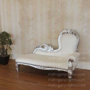 Cleopatra-K Silver With White Faux Leather 102x62x62cm