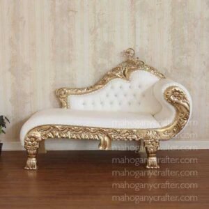 Debra Gold With White Faux Leather 205x80x141cm