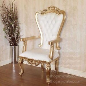 Emma-1A Gold With White Faux Leather 79x78.5x153cm
