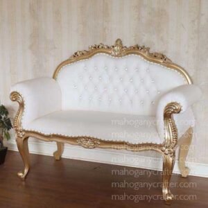 Fanchon-2 - Gold With White Faux Leather 153x72x124.5cm