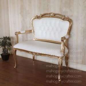 Grace-2 Gold With White Faux Leather 118x68x118.5cm