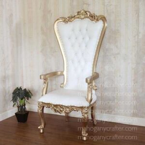 Isabela-1A Gold With White Faux Leather