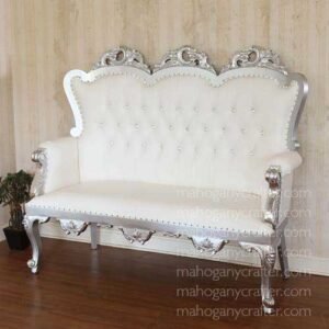 Liam-3 Silver With White Faux Leather 177x77x152cm