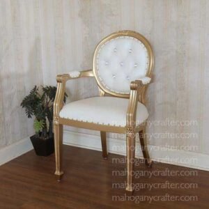 Lucas-1A Gold With White Faux Leather 55x60x110cm