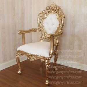 Murni-1A Gold With White Faux Leathe 60x62.5x132cm