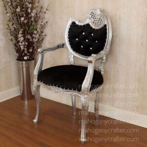 Olivia-1 Silver With Black Faux Leather 62x58x114cm