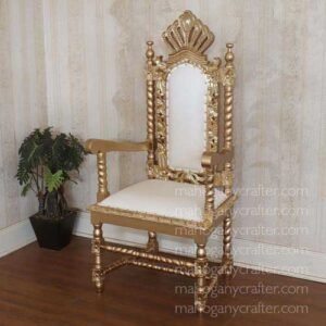 Sofia-1 Gold with White Faux Leather 54.5x44x113.5cm